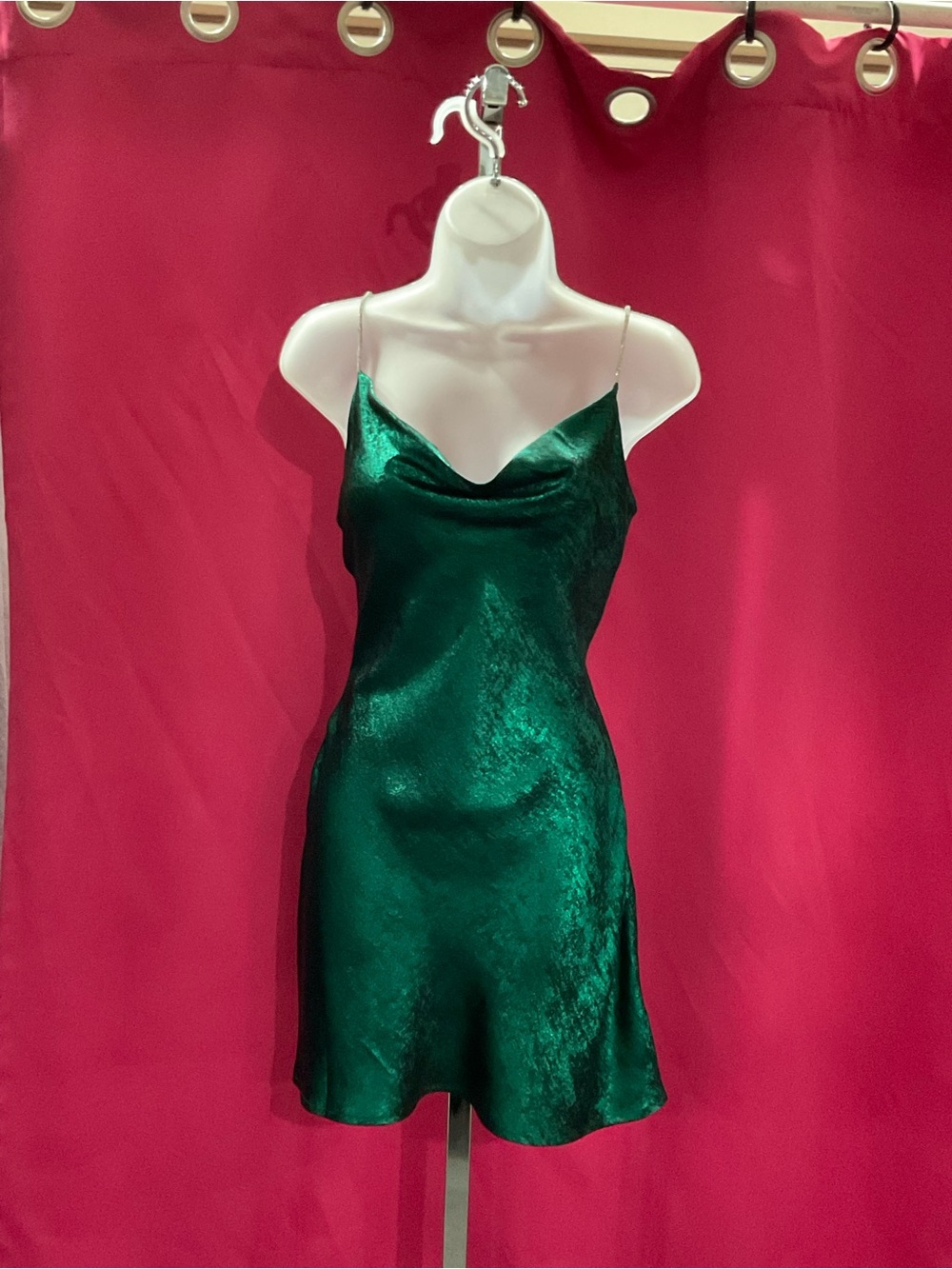 Emerald Green Satin Slip Mini Dress
